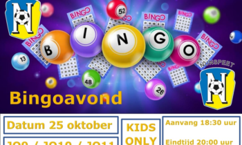 Vrijdag 25 oktober a.s. Jeugdbingo