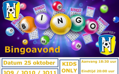 Vrijdag 25 oktober a.s. Jeugdbingo