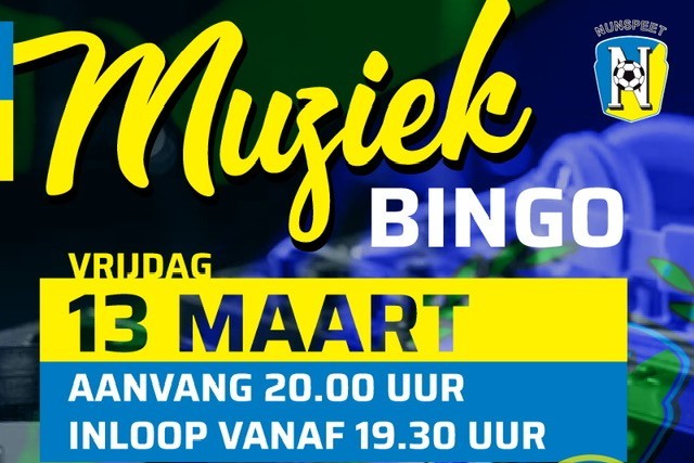 Vrijdag 13 maart a.s. Muziekbingo