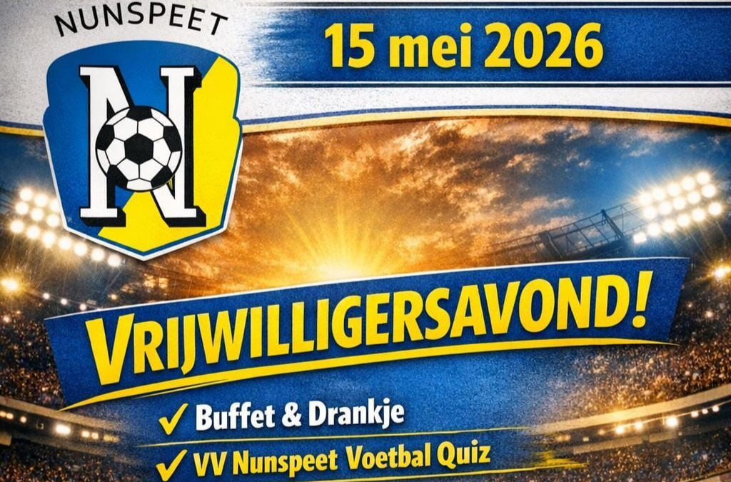Uitnodiging Vrijwilligersavond vv Nunspeet